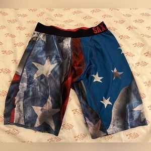 SAXX Mens Boxer Briefs, American Flag Pattern, Medium, EUC